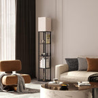 Cozylumi™ Foukus 63" Floor Lamp with Shelves: Lamp for Living Room with 3 Adjustable