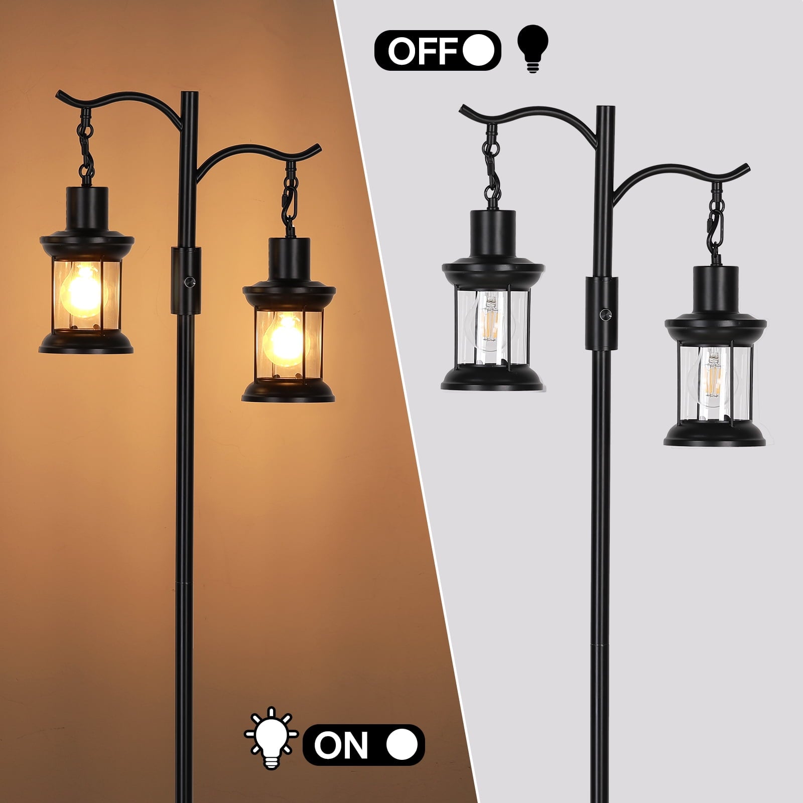 Cozylumi™ 63" Modern Floor Lamps with Stepless Dimming, 2 Light Glass Floor Lamps for