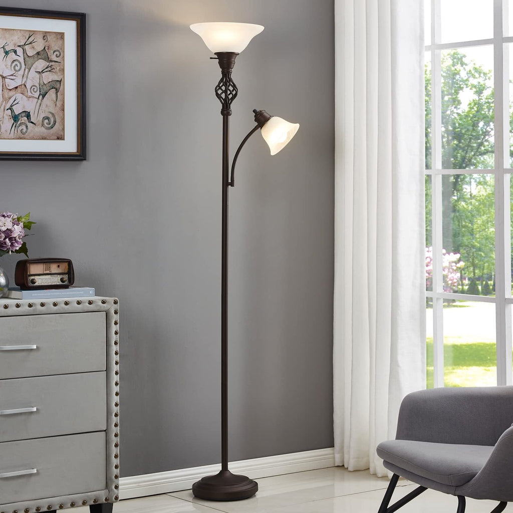 Cozylumi™ Floor Lamp for Living Room, LED Standing Reading Light for Bedroom with Glass