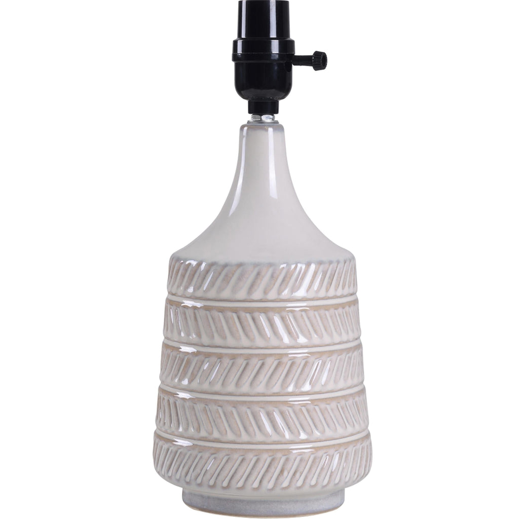 Cozylumi™ White and Beige Etched Ceramic Table Lamp with Shade 17"H