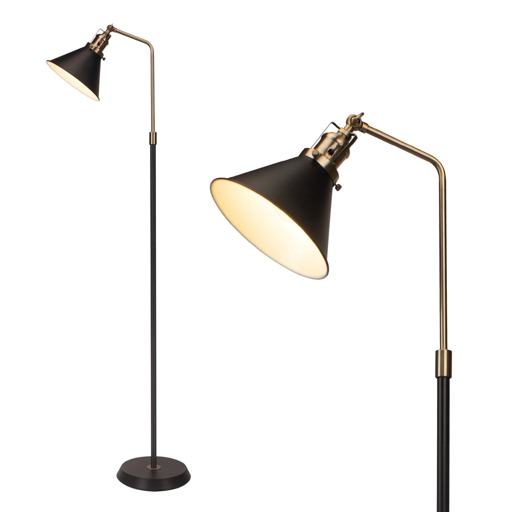 Cozylumi™ HonoDing 58" Rustic Rotatable Floor Lamp, Vintage Metal Design, Black