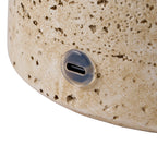 Cozylumi™ Rechargeable 14 in Stone Gourd Table Lamp with Fabric Dome Shade
