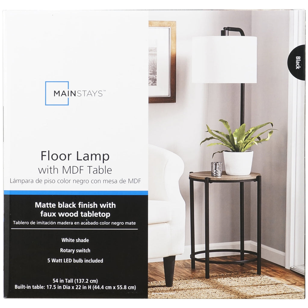 Cozylumi™ 54-inch Mid-Century Style Floor Lamp, with Faux Wood Finished Table