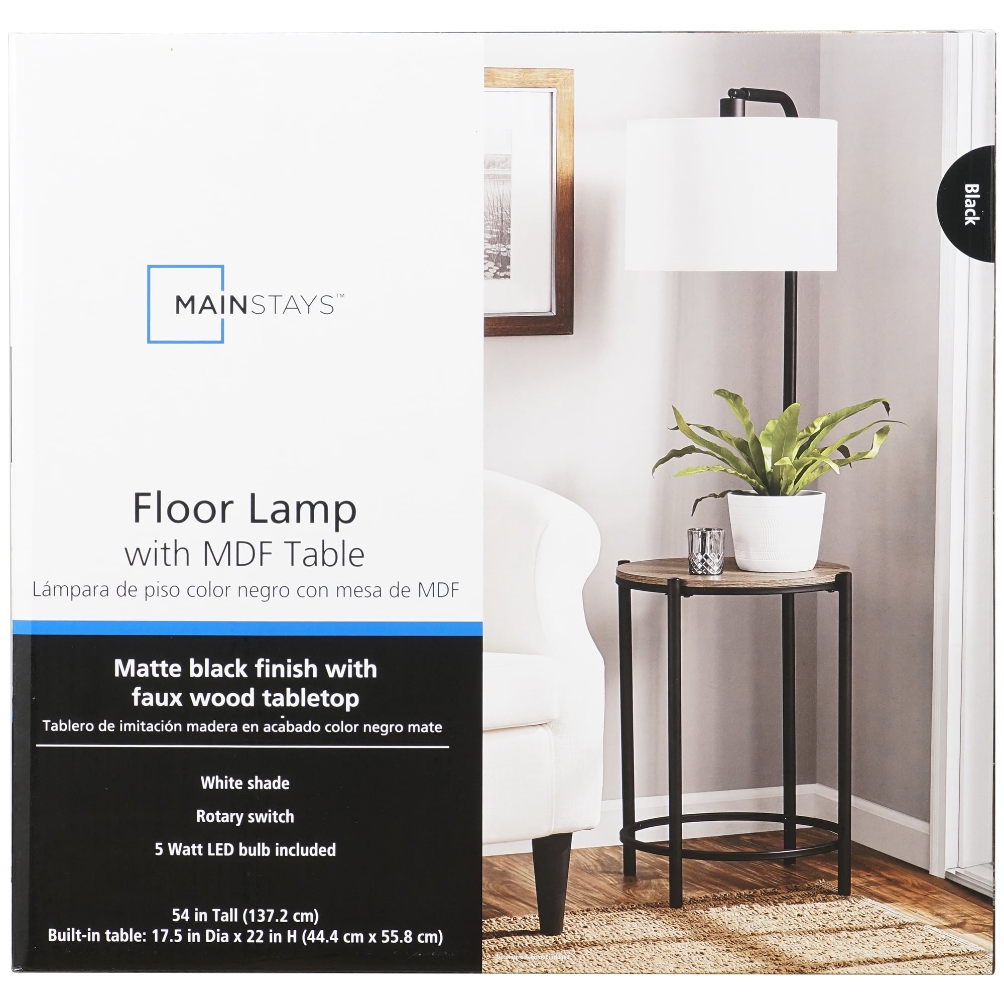 Cozylumi™ 54-inch Mid-Century Style Floor Lamp, with Faux Wood Finished Table