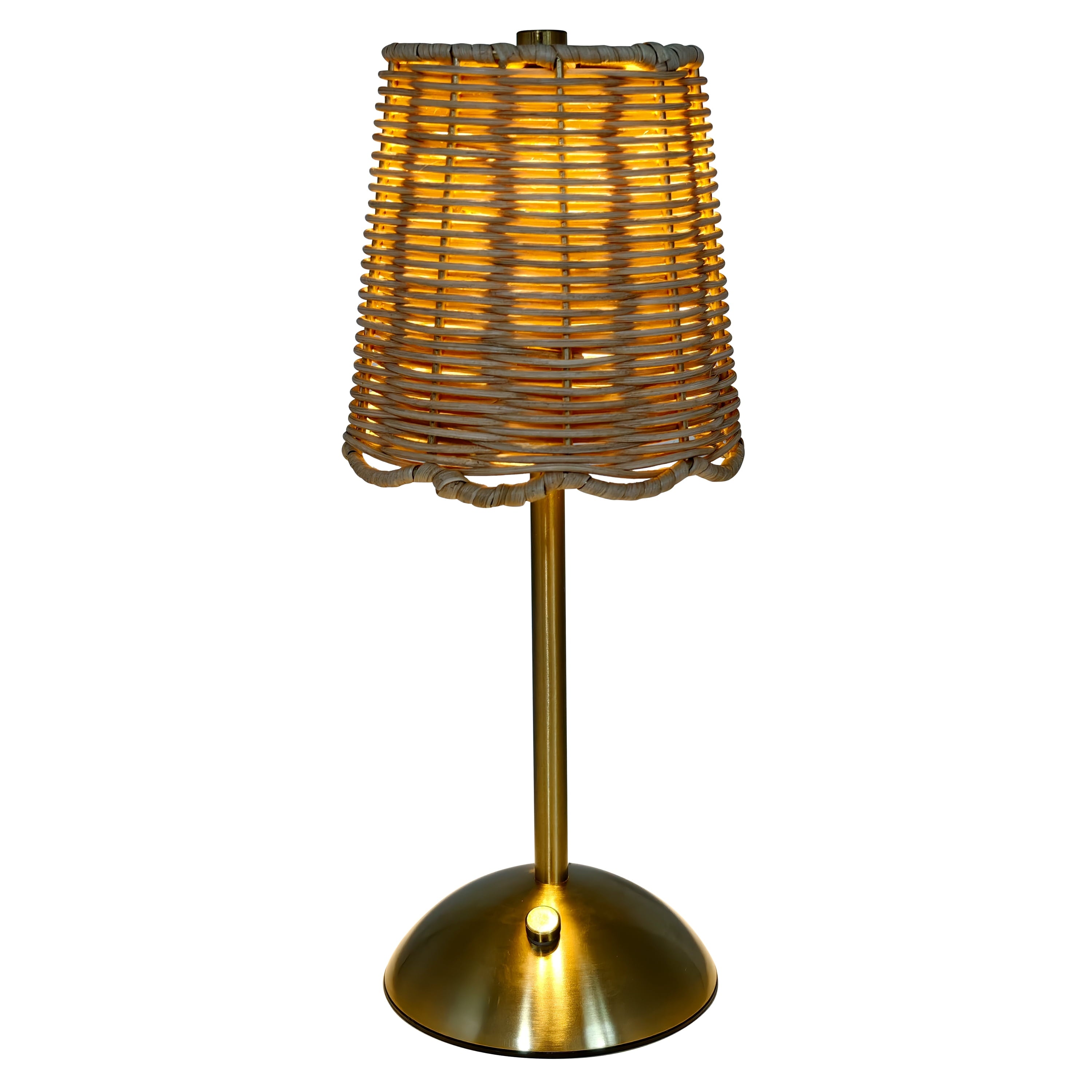 Cozylumi™ Cordless Indoor Rattan and Gold Colored Table Lamp with Touch Switch/Dimmer