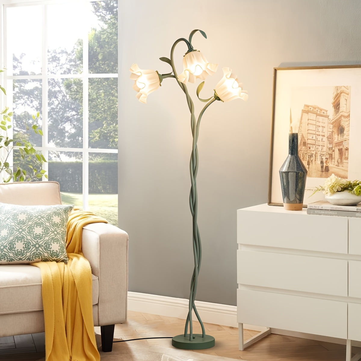 Cozylumi™ Art Deco Flower Floor Lamp, Flexible Arm DIY Shape, 3-Color Temperature LED