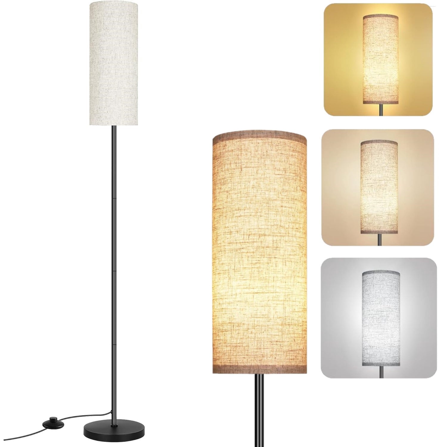 Cozylumi™ BN-LINK Dimmable Floor Lamp with 3 Color Temperatures, Standing Lamp with LED