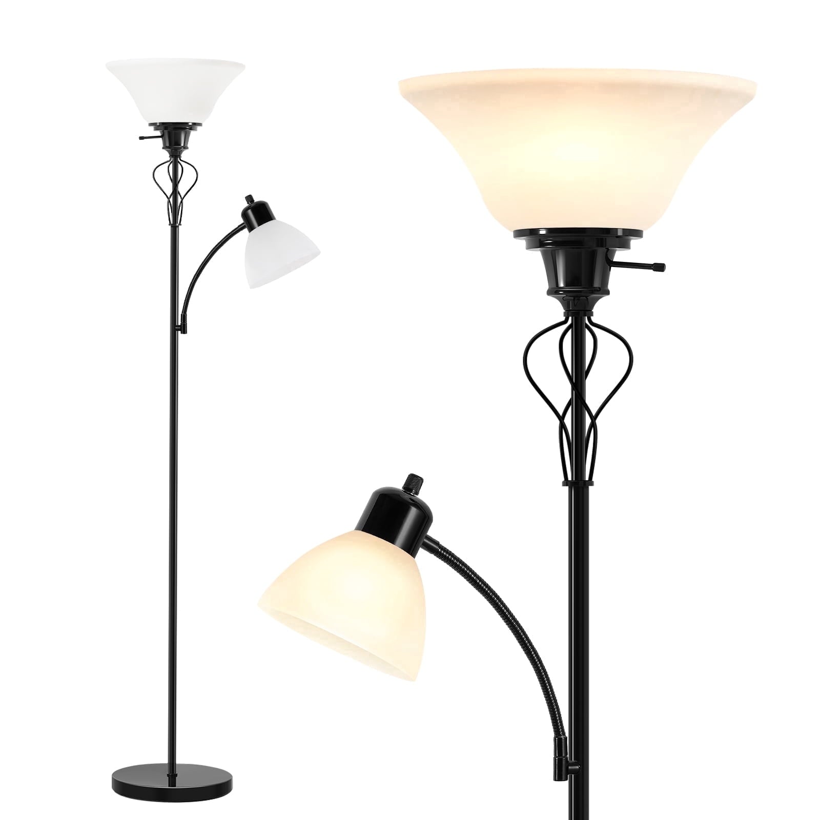 Cozylumi™ Floor Lamp for Living Room,70in Black Standing Lamps with Sturdy Metal Base